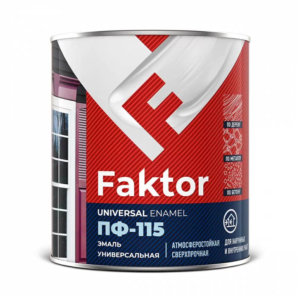 FAKTOR Грунт-эмаль по металлу и ржавчине 3 в 1 органоразбавляемая белая (1,9кг)