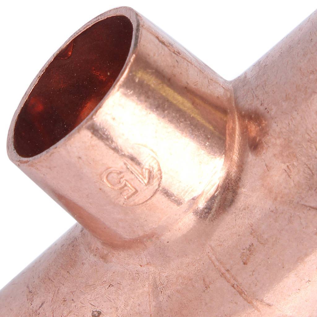 Тройник переходной 22х15х22 мм медный под пайку SANHA 15130221522