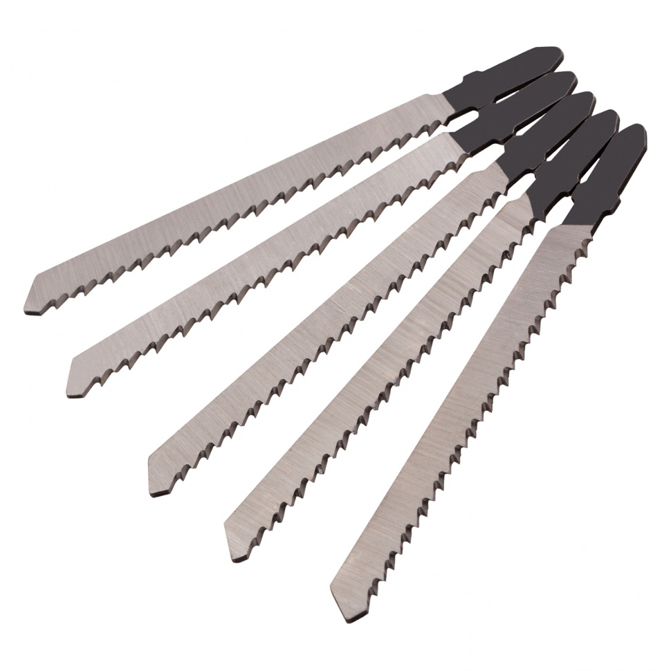 Полотна для электролобзика по дереву, 5 шт, T101BR, 75 х 2.5 мм, обратный зуб Сибртех (78233)