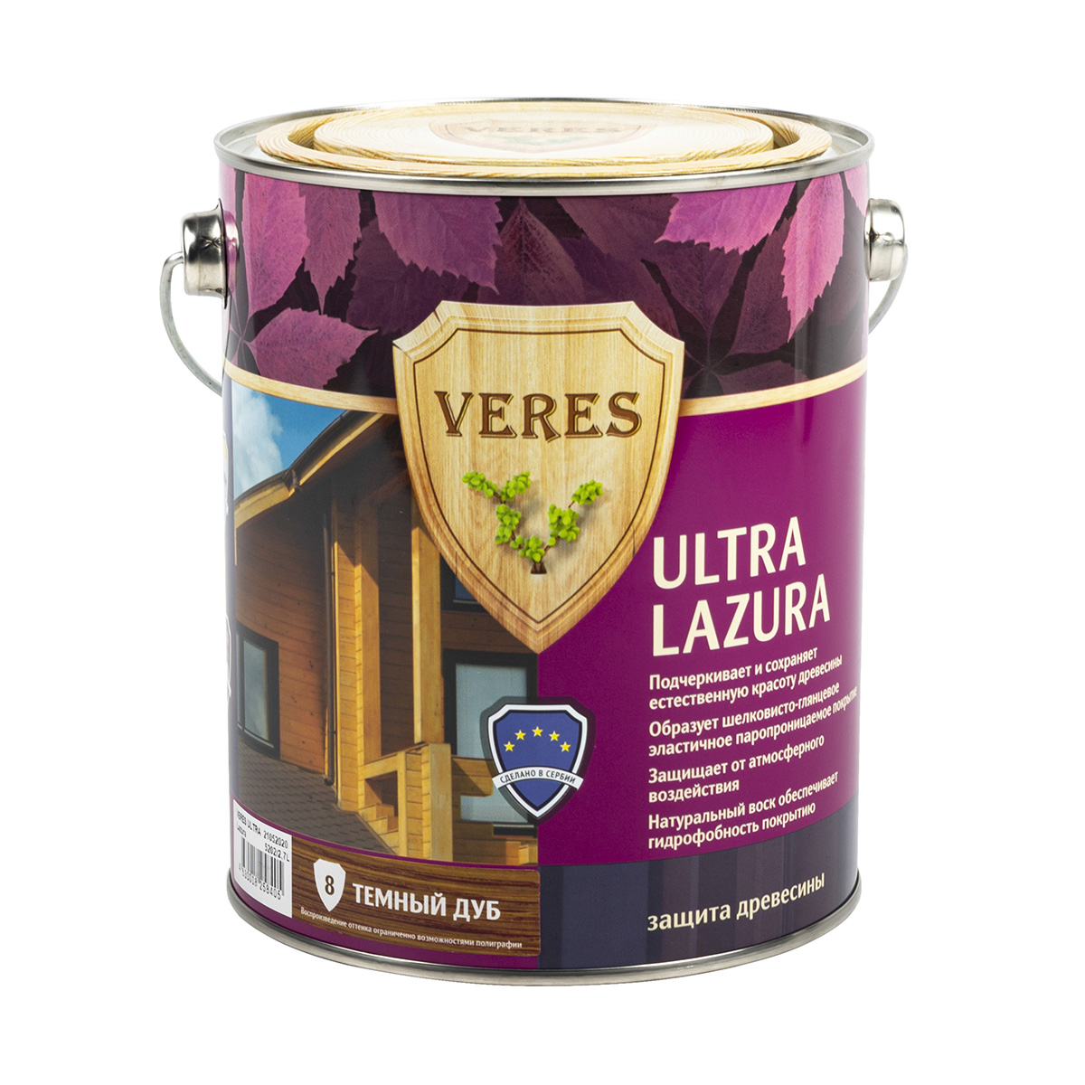 Верес ультра лазура № 8 дуб темный  2,7 л (1/4) "veres"