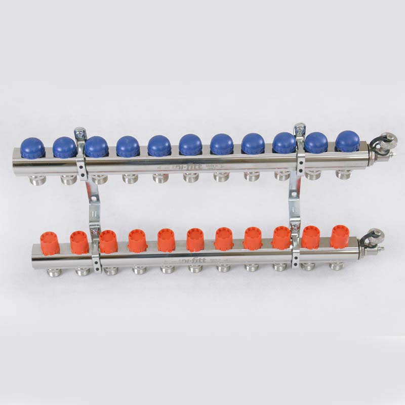 Колл. группа UNI-FITT 1"x3/4" ЕК 11 выходов с регулировочными и термостатическими вентилями