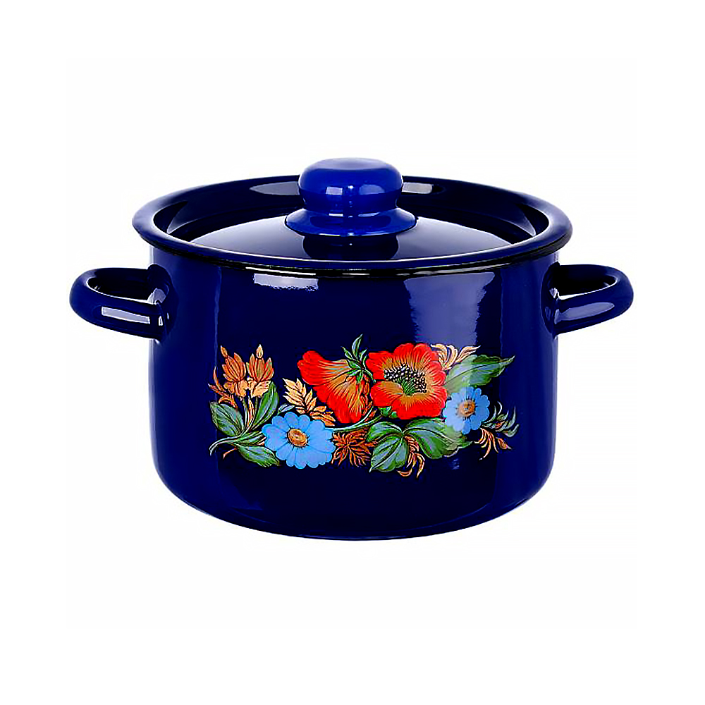 Кастрюля эмалиров. с крышкой декор. 2,9 л (1/6) "стальэмаль"  1с16с/1