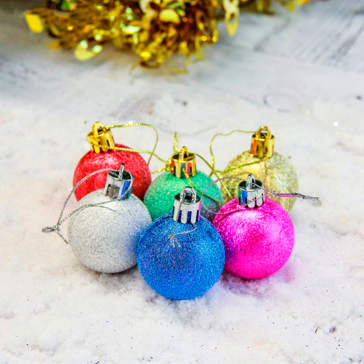 Шары новогодние d-4 см (набор 6 шт.) "серена" цвет микс  "зимнее волшебство" 2178141