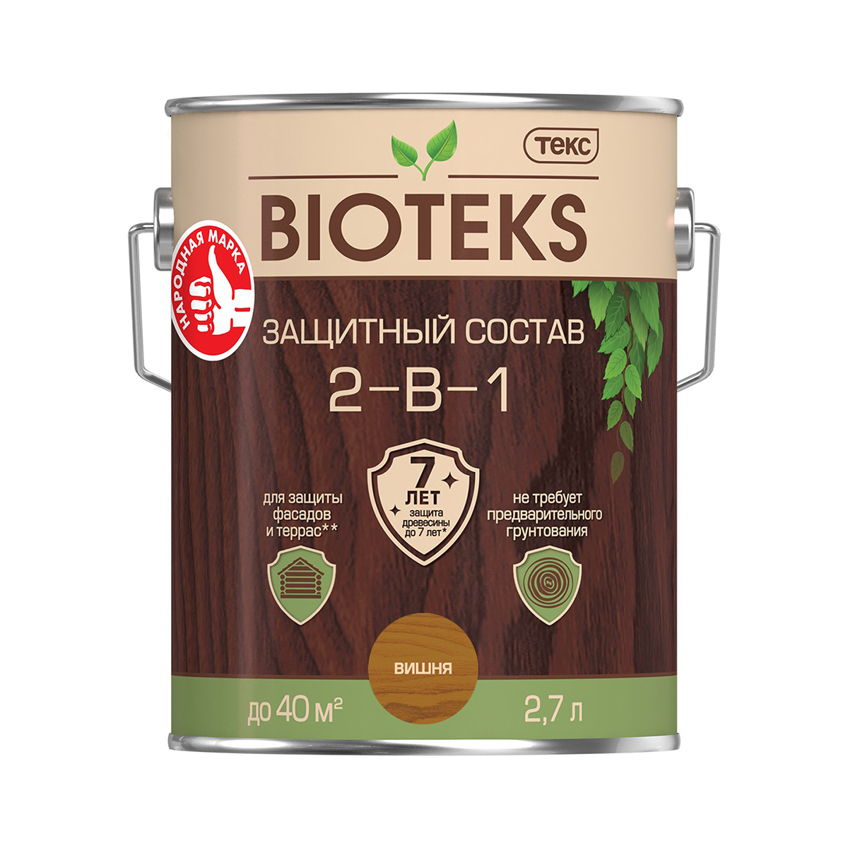 Биотекс вишня  2,7 л (1/6) защитный состав  2 в 1 "bioteks"