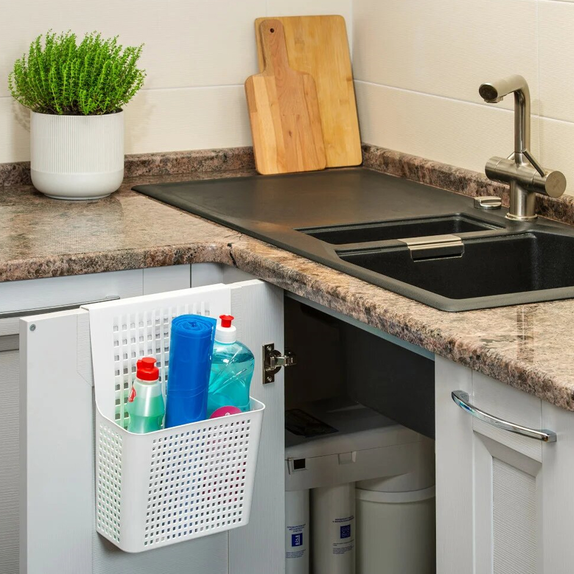 Контейнер "лофт" 245*90*310 мм навесной на дверцу (белый) (1/20) "виолет"