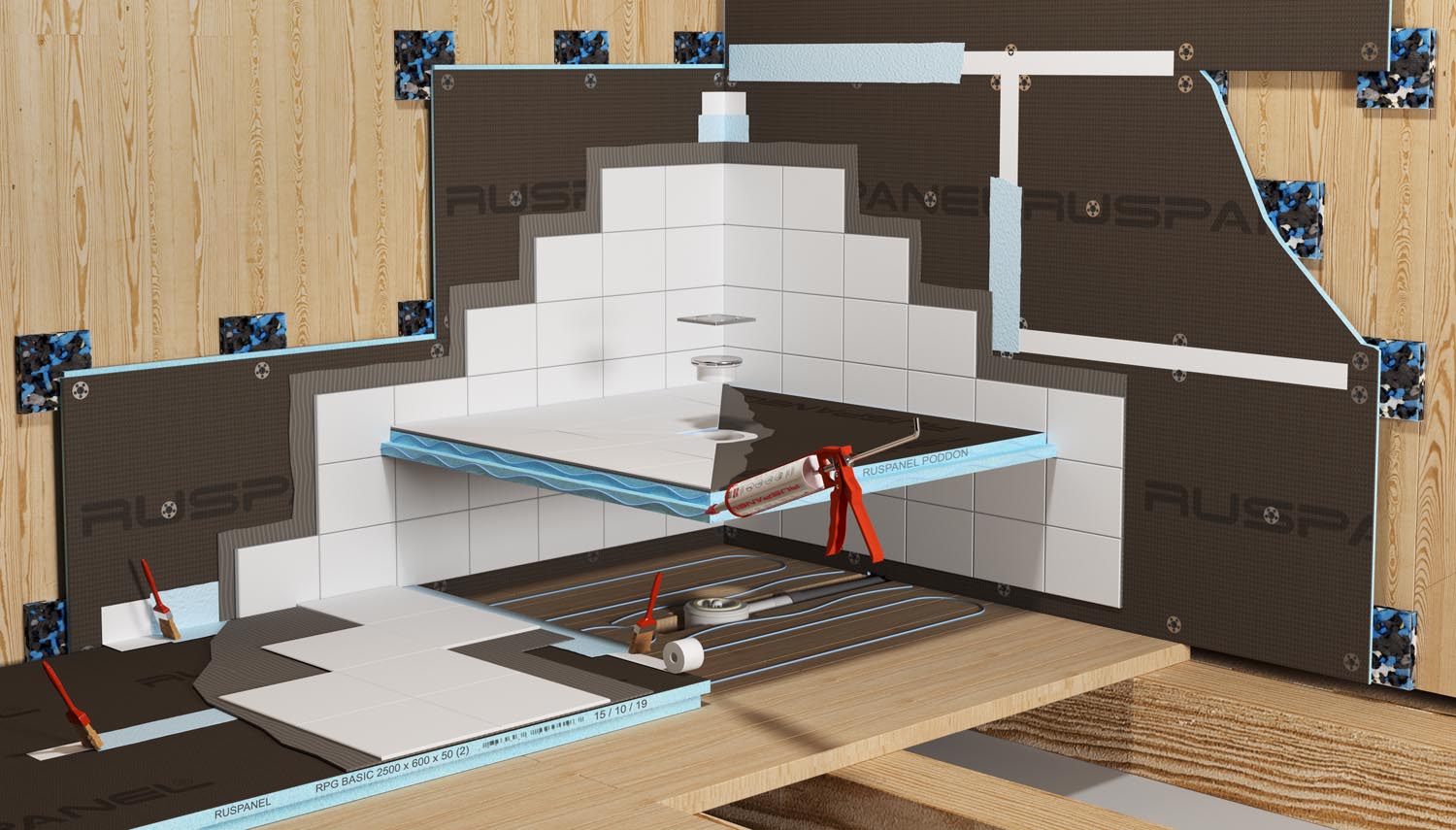 Обмазочная гидроизоляция для ванных комнат и бассейнов швов примыкания Руспанель - Ruspanel водостоп GSR Размер = 1 Ведро 5 Кг на 1.5 Лит Воды Цена за 1 ведро