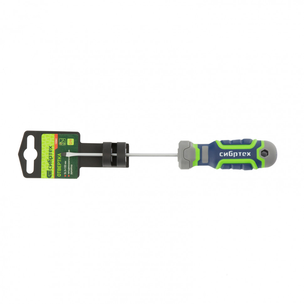 Отвертка SL3 х 100 мм, CrV, четырехкомпонентная рукоятка Сибртех (12261)