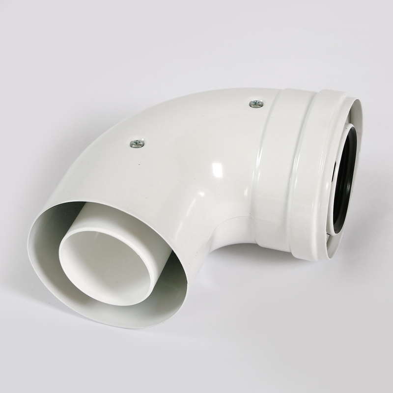 Отвод 90° коаксиальный, D=80 мм, алюминиевый эмалированный BAXI KHG71401801