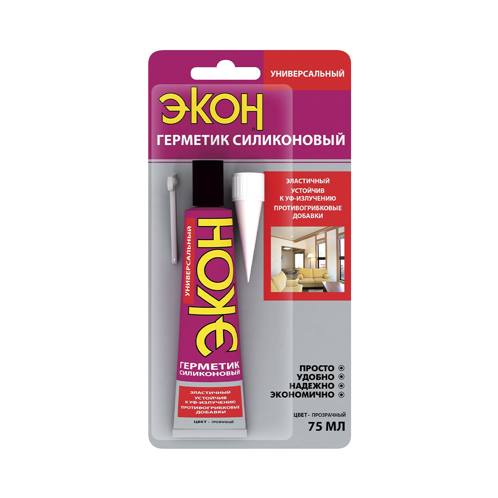 Герметик экон силикон. универсал. прозрачн.  75 мл ед.блистер (1/24) хенкель