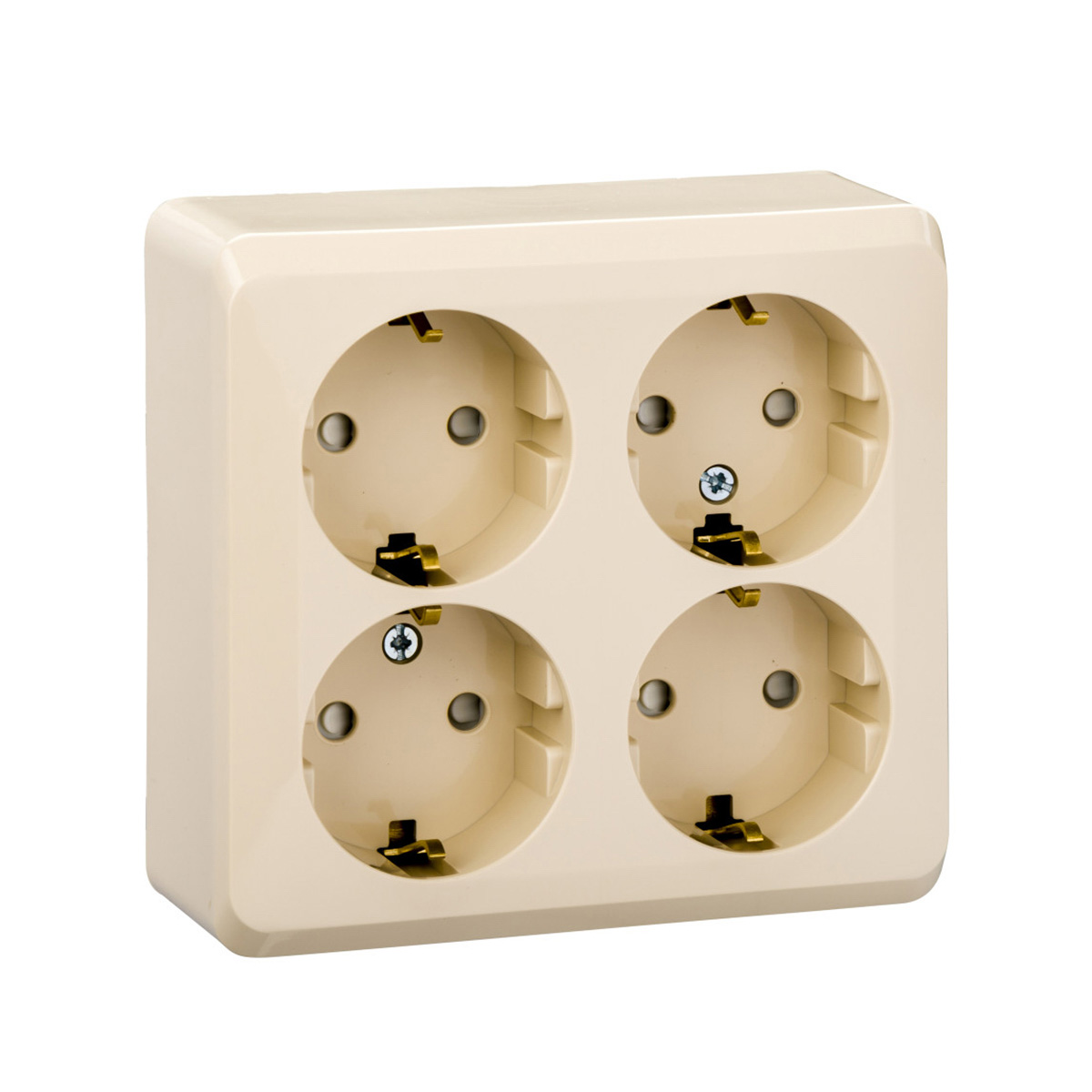 Розетка открыт. уст. "этюд" 4-х местн. с заземл, с шторками 16а, кремовый (1/5/60) "schneider"