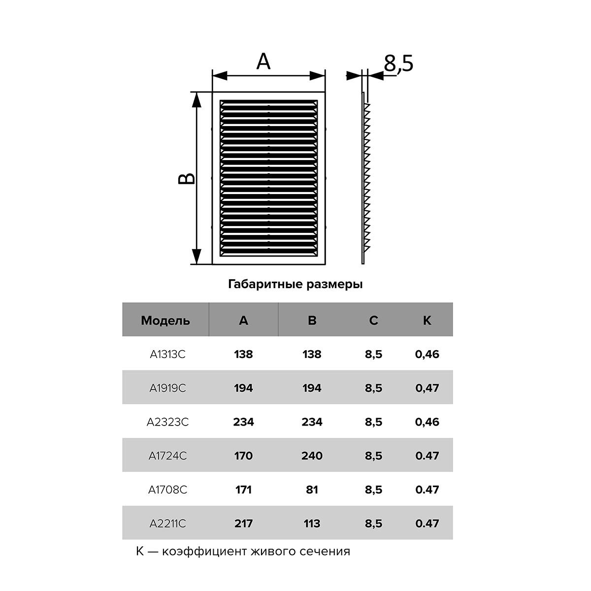 Решетка вентиляц. 138 х 138 мм пласт. (1/150) "auramax" a1313c