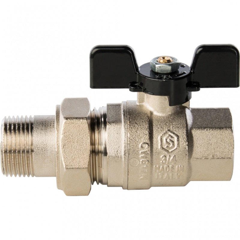 Кран шаровый STOUT ВН 3/4" с американкой бабочка