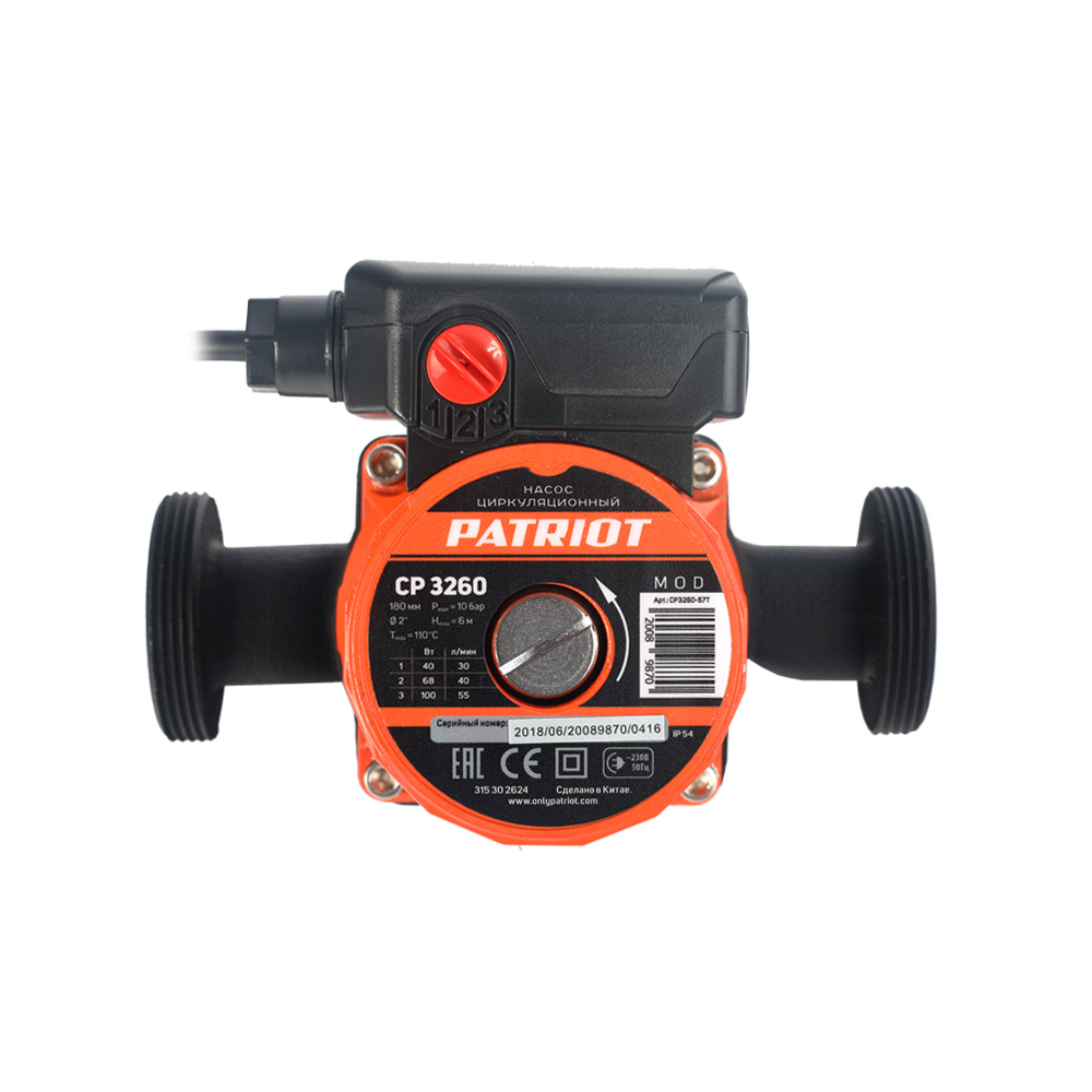 Насос циркуляционный cp-3260  40/68/100 вт (напор 6 м, шнур 0,9 м) (1) "patriot" 315302624