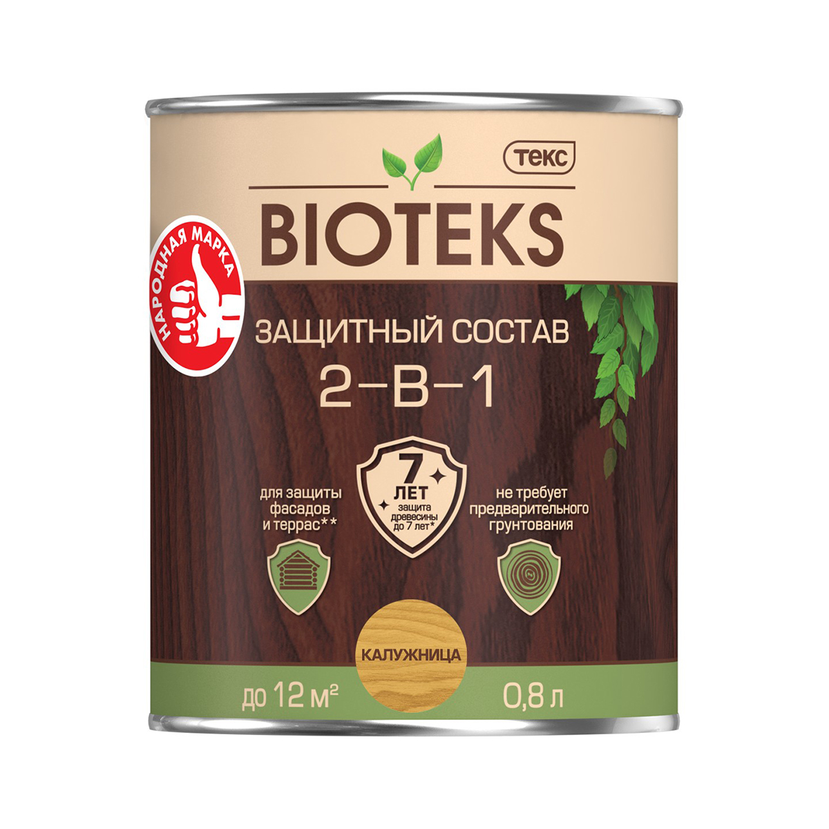 Биотекс калужница  0,8 л (1/14) защитный состав  2 в 1 "bioteks"