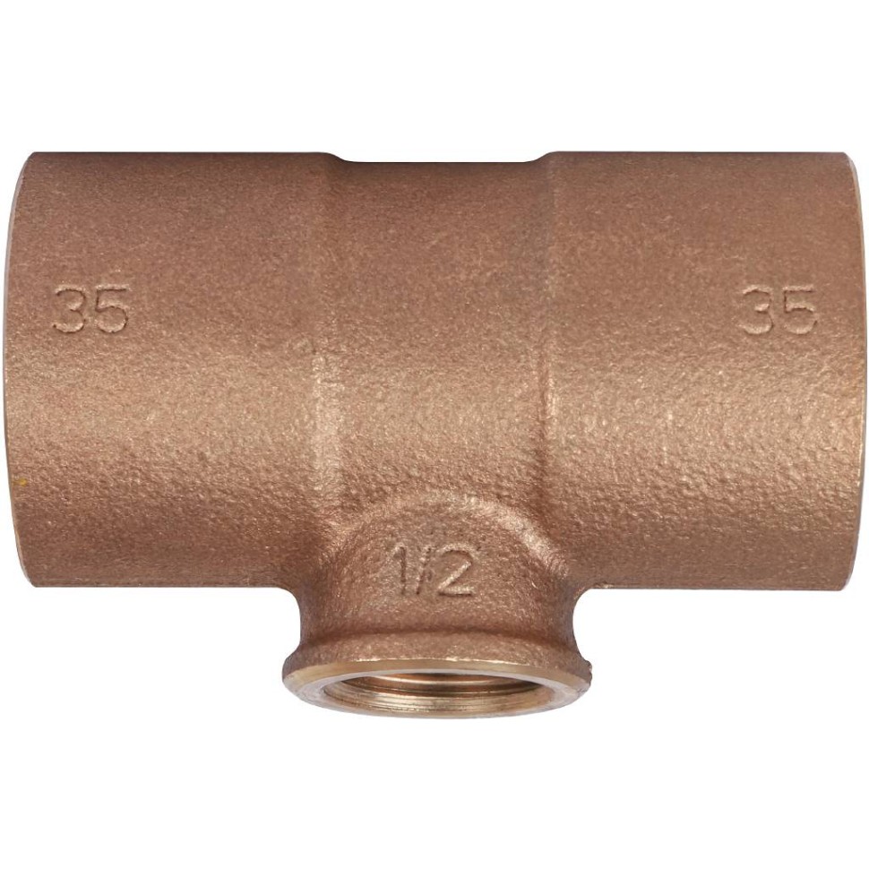 Тройник 35x1/2"x35 переходной под пайку с резьбой (ВР) SANHA бронза 141303512