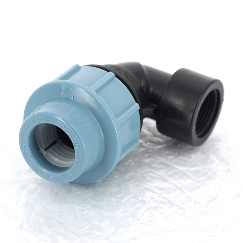 Угол-переходник обжимной ВР 25 x 3/4" для полиэтиленовых труб (ПНД) UNIDELTA