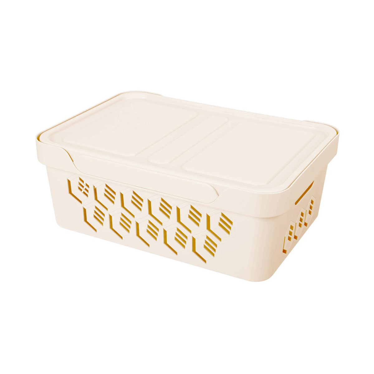 Ящик универс. с крышкой "deluxe" 380*276*140 мм 12 л (бежевый) (1/6) "бытпласт"