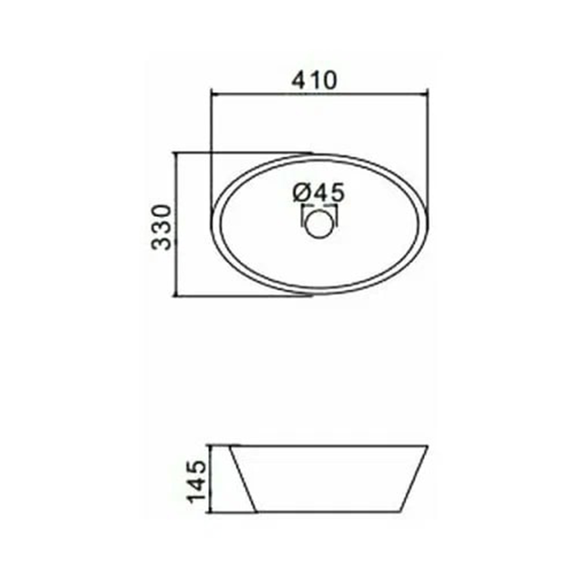 Раковина накладная gt304-8 фаянсовая 41*33*14,5 см, черная (1) "gappo"
