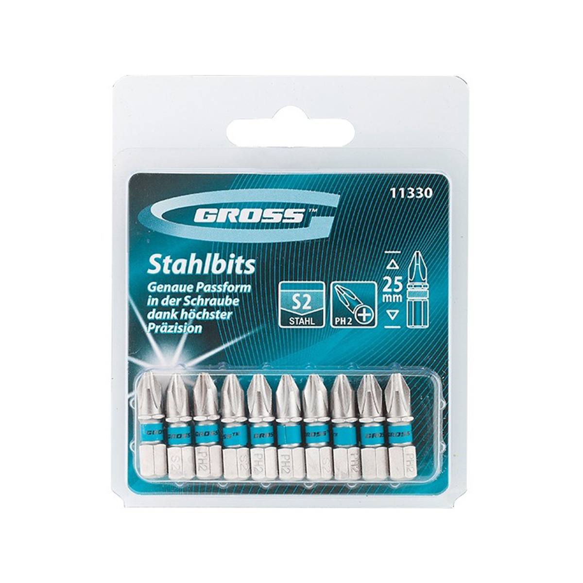 Биты ph №2 25 мм (набор 10 шт.) (1/60) "gross"