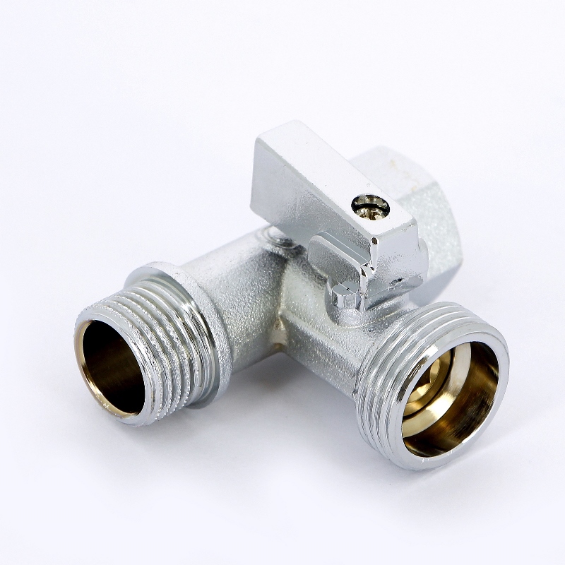 Кран шаровой 1/2"x3/4"х1/2" ННВ проходной для стиральных машин UNI-FITT