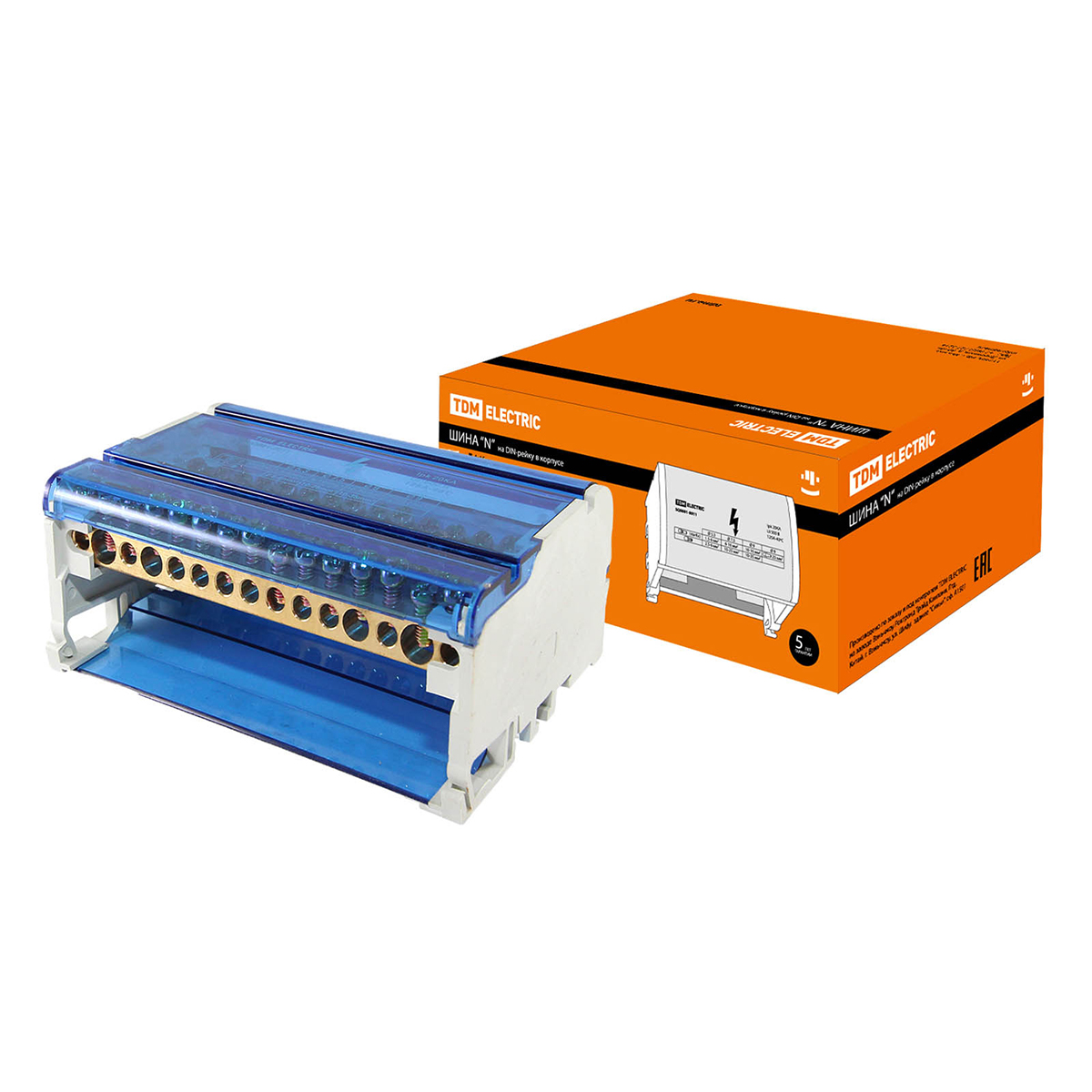 Шина "n" нулевая на din-рейку в корпусе 4 х 11 групп (1/25) tdm sq0801-0010