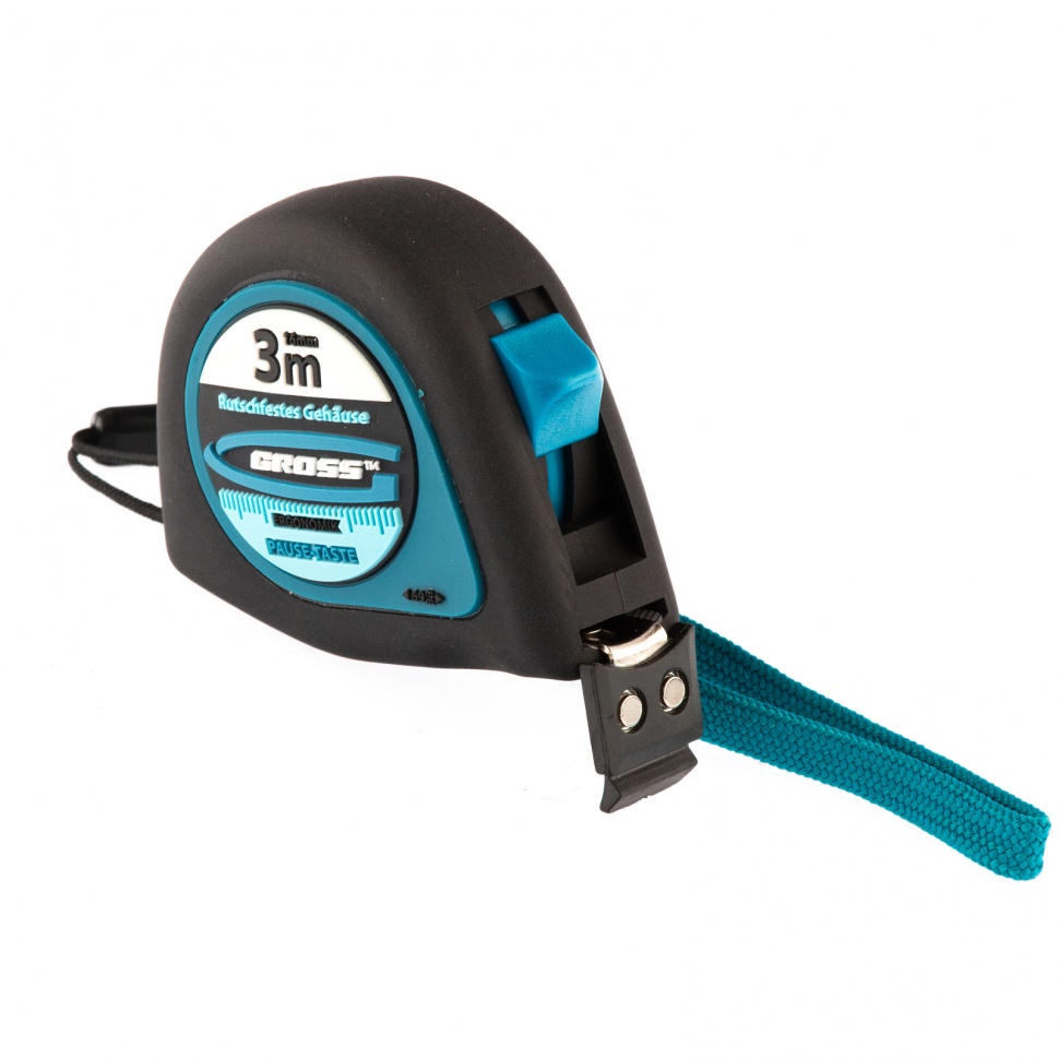 Рулетка "Ergonomisch", 3 м x 16 мм, магнитный обрезиненный зацеп Gross (31101)