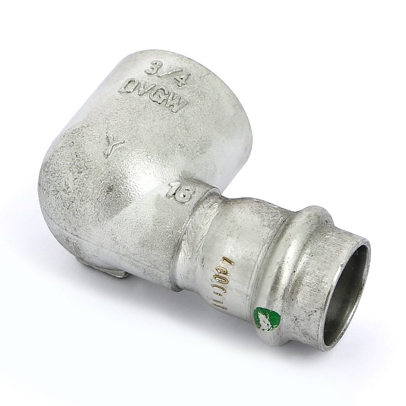 Угол пресс-В компактный 18x3/4" нержавеющая сталь Sanpress Inox VIEGA