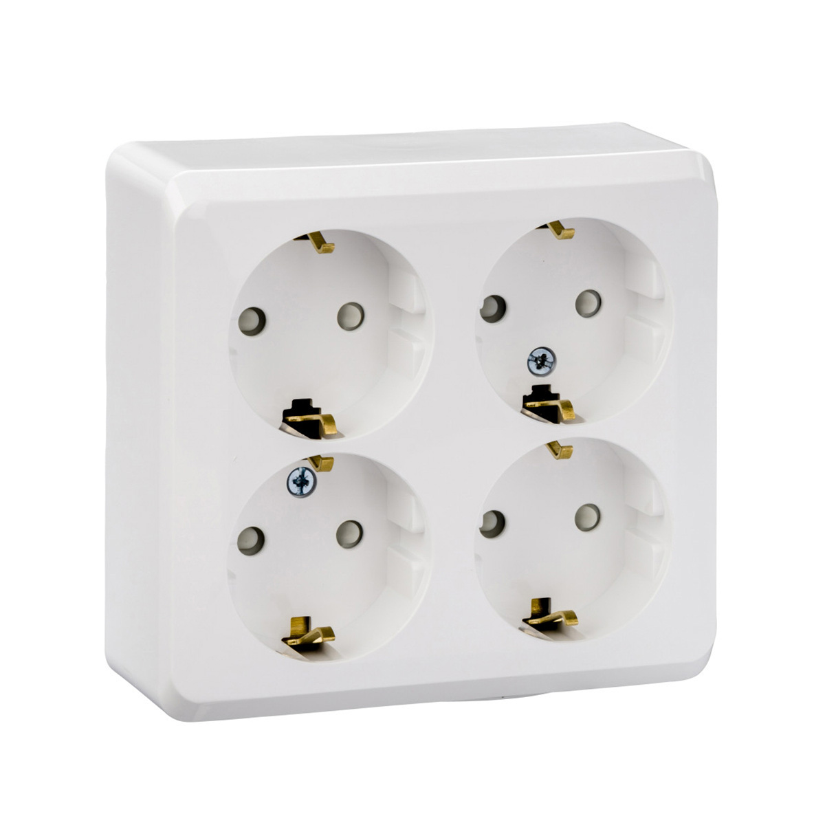 Розетка открыт. уст. "этюд" 4-х местн. с заземл, с шторками 16а, белый (1/5/60) "schneider"