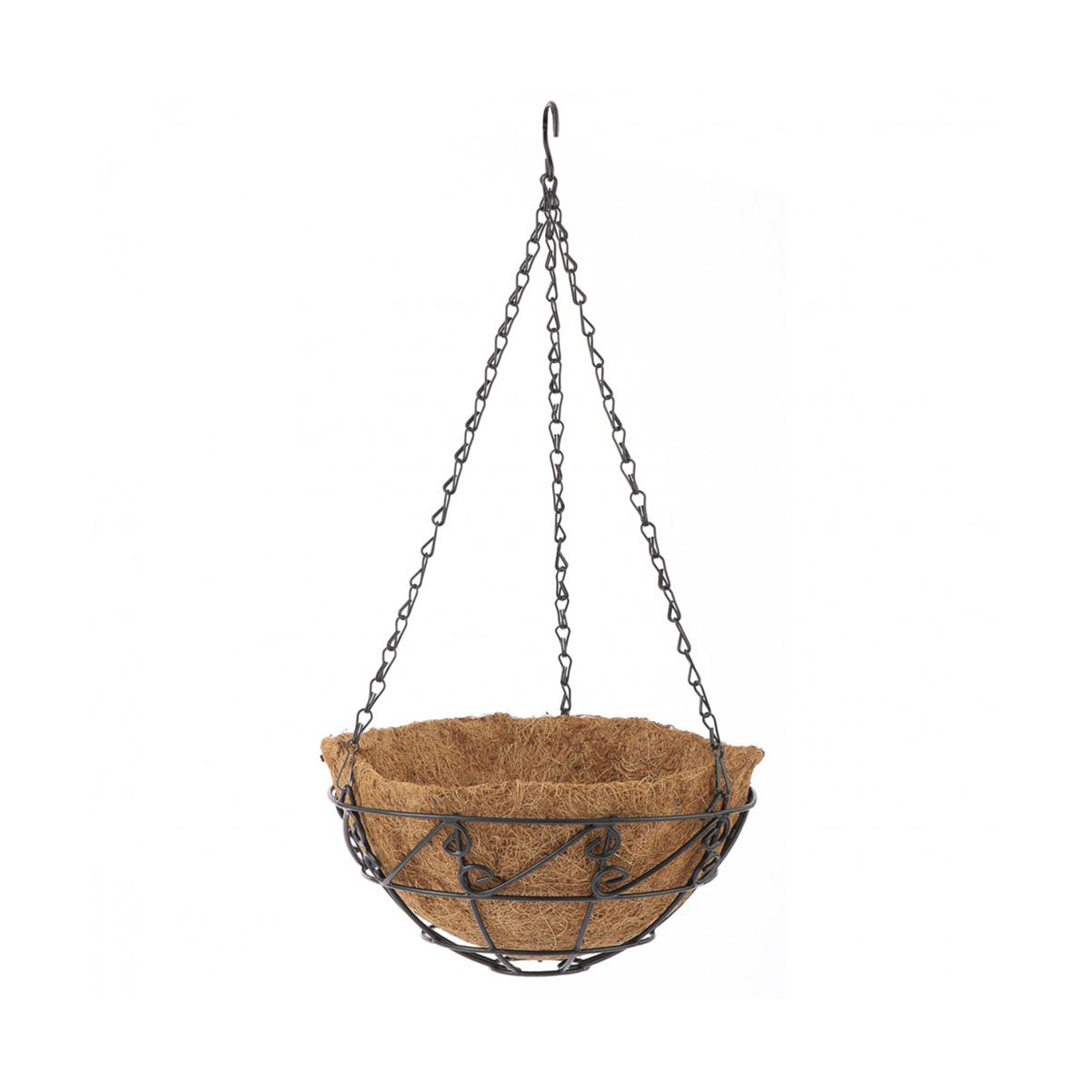 Кашпо для цветов подвесное d 250 мм, с кокосовой корзиной, с орнаментом (1/10) "palisad"