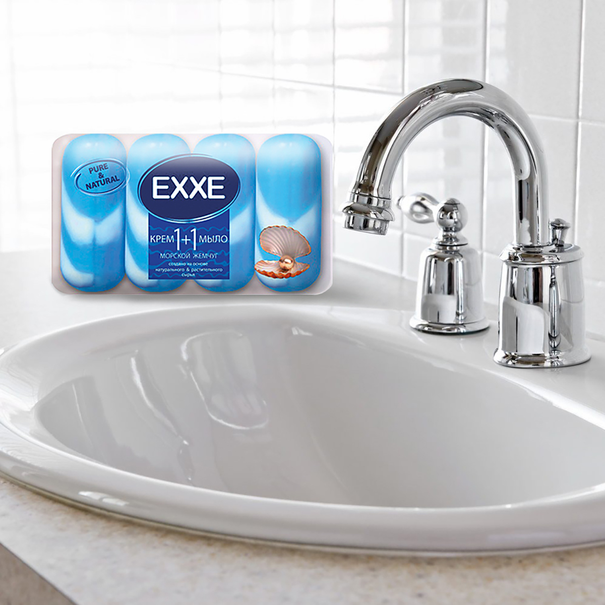Крем-мыло "морской жемчуг" упак. 4 шт.*90 г (1/24) "exxe"