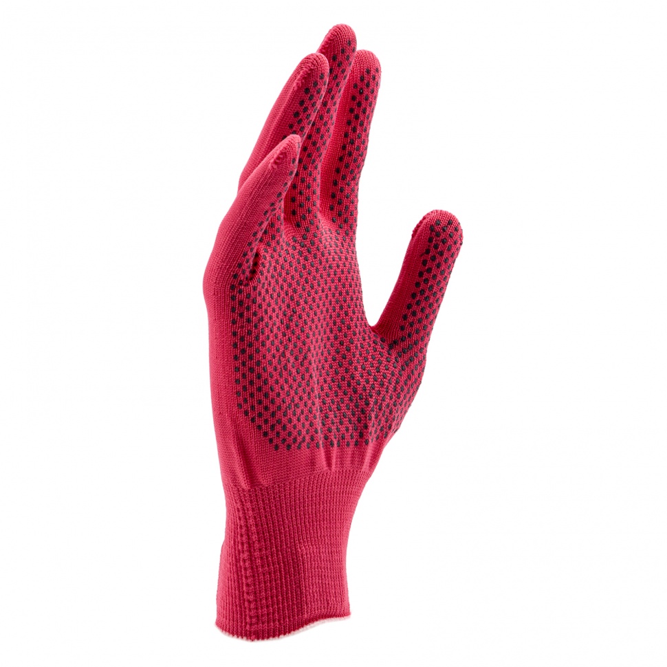 Перчатки Нейлон, ПВХ точка, 13 класс, цвет розовая фуксия, L (67826)