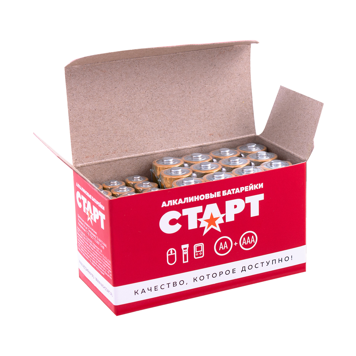 Батарейка "старт" lr6/lr03-box12/12 (тип аа 12 шт. + тип ааа 12 шт. в коробке) (1/30)