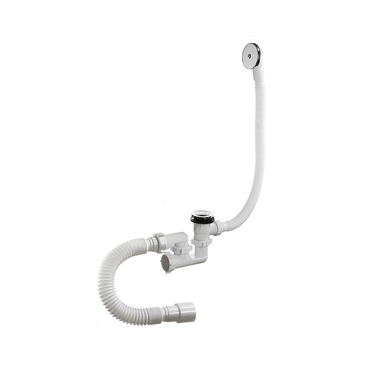 Сифон для ванн 1 1/2" х 40 мм "клик-клак", с переливом и гофротрубой, регулир. (1/25) "orio" а-25089