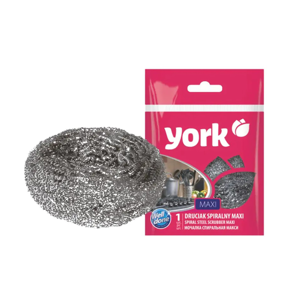 Мочалка для посуды нержав. спираль "макси" (1/100) "york"