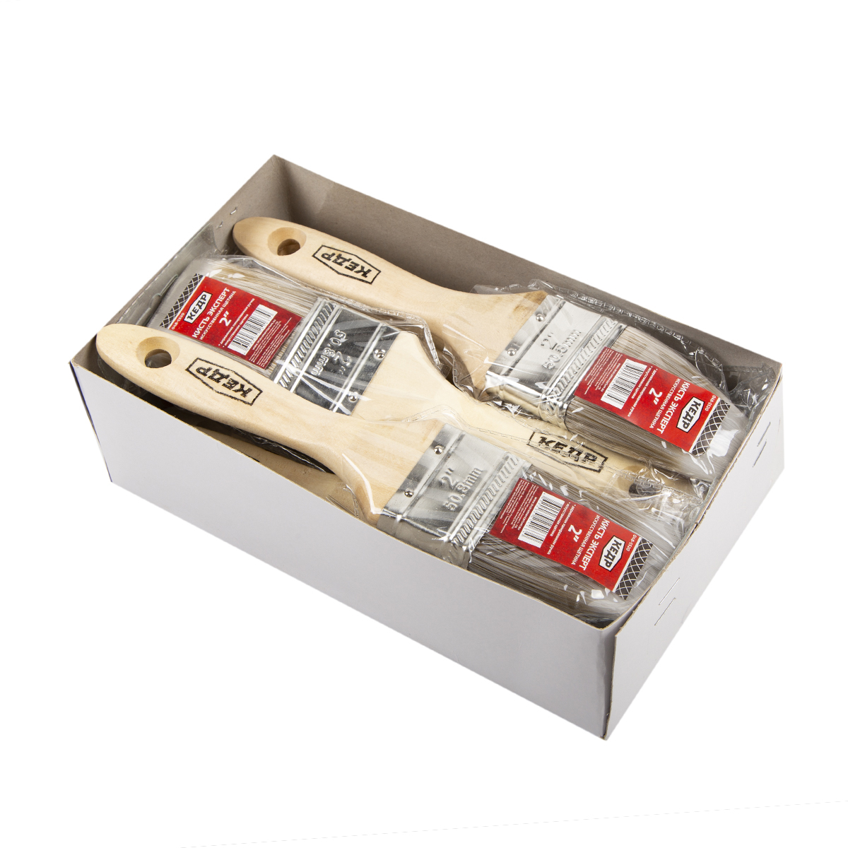 Кисть плоская "эксперт"  №2 /50 мм (12/240) искусcтв. щетина, дерев.ручка "кедр"  048-1520