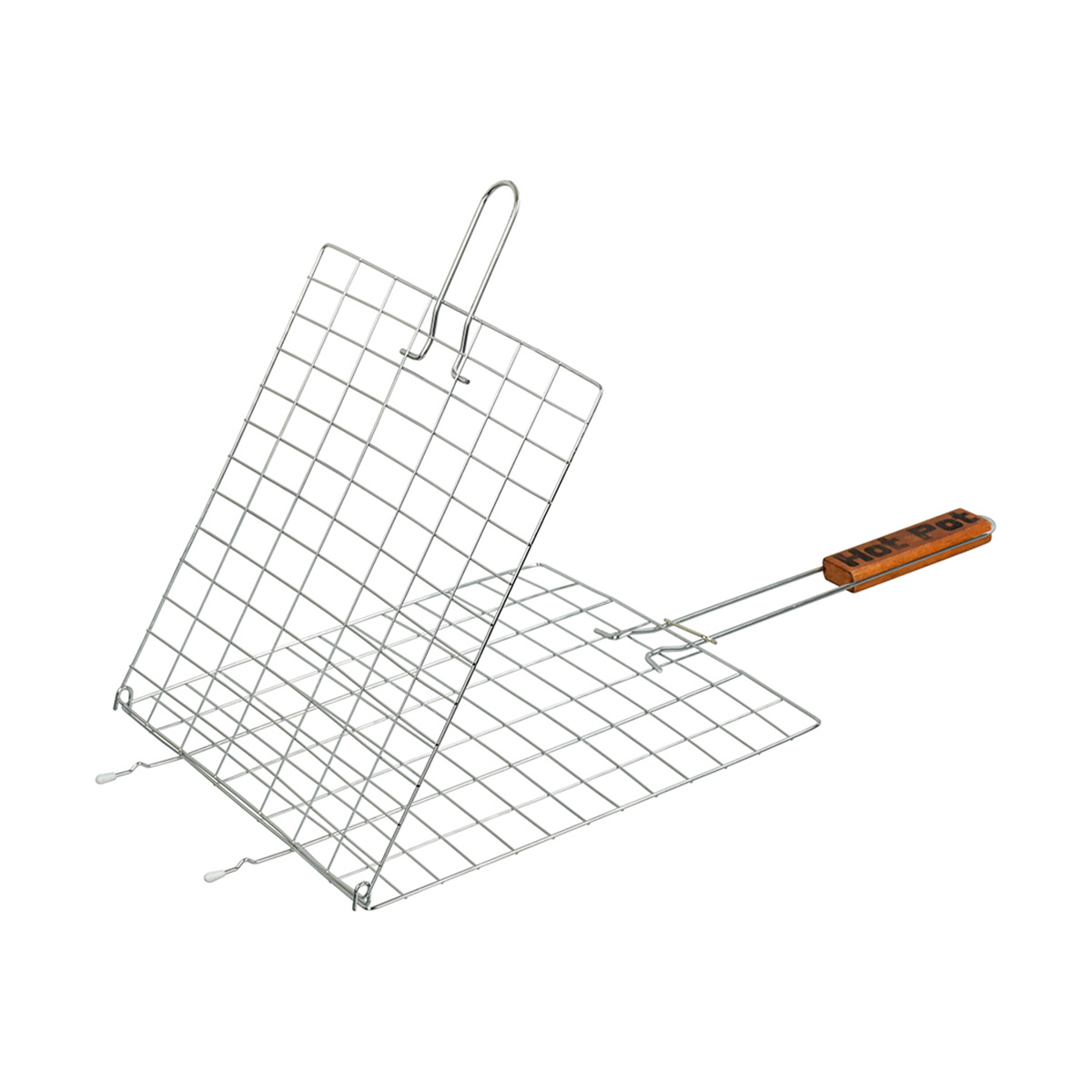 Решетка-гриль 28*28 см хром, дерев. ручка (1/12) "hot pot" 61333