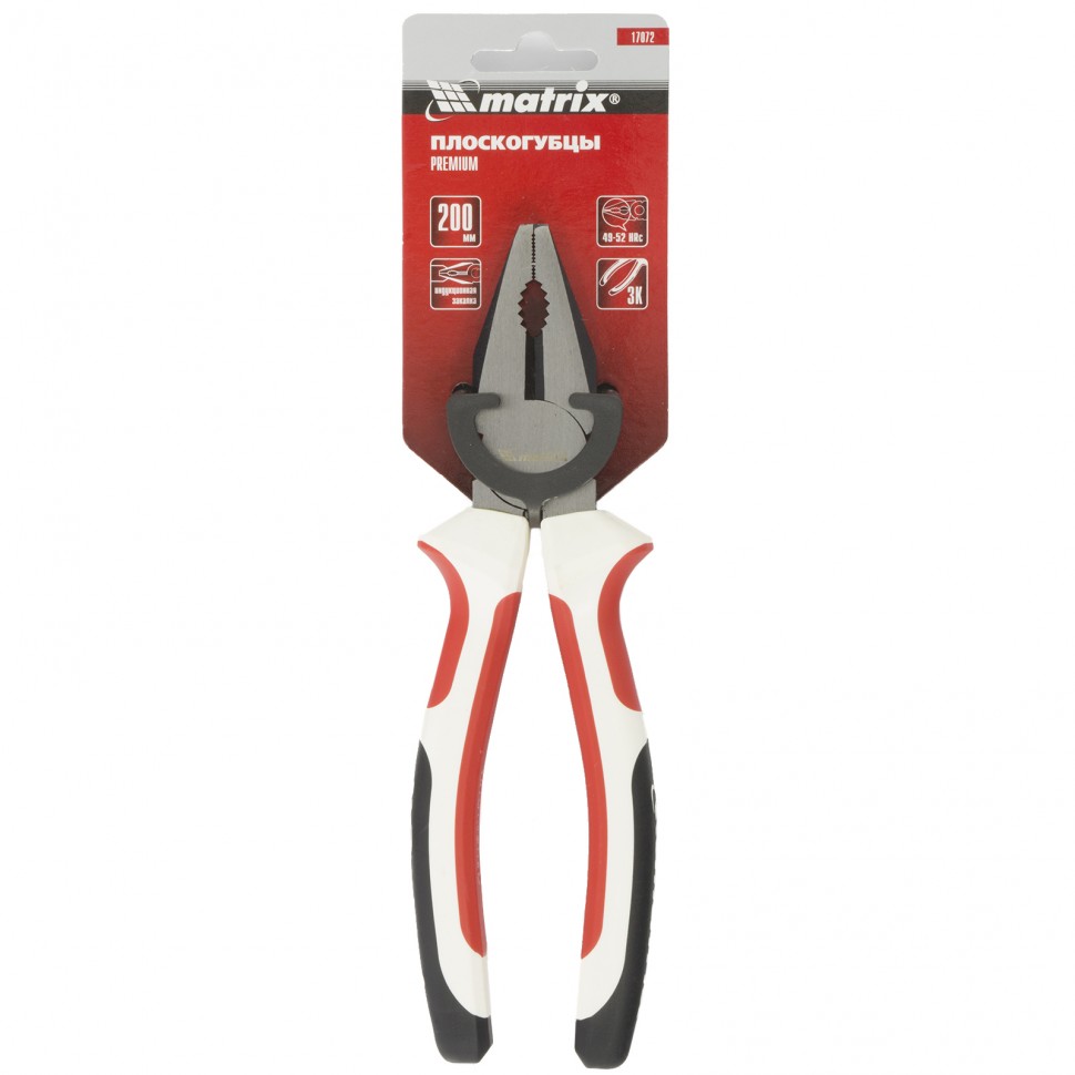 Плоскогубцы Premium, 200 мм, трехкомпонентные рукоятки Matrix (17072)