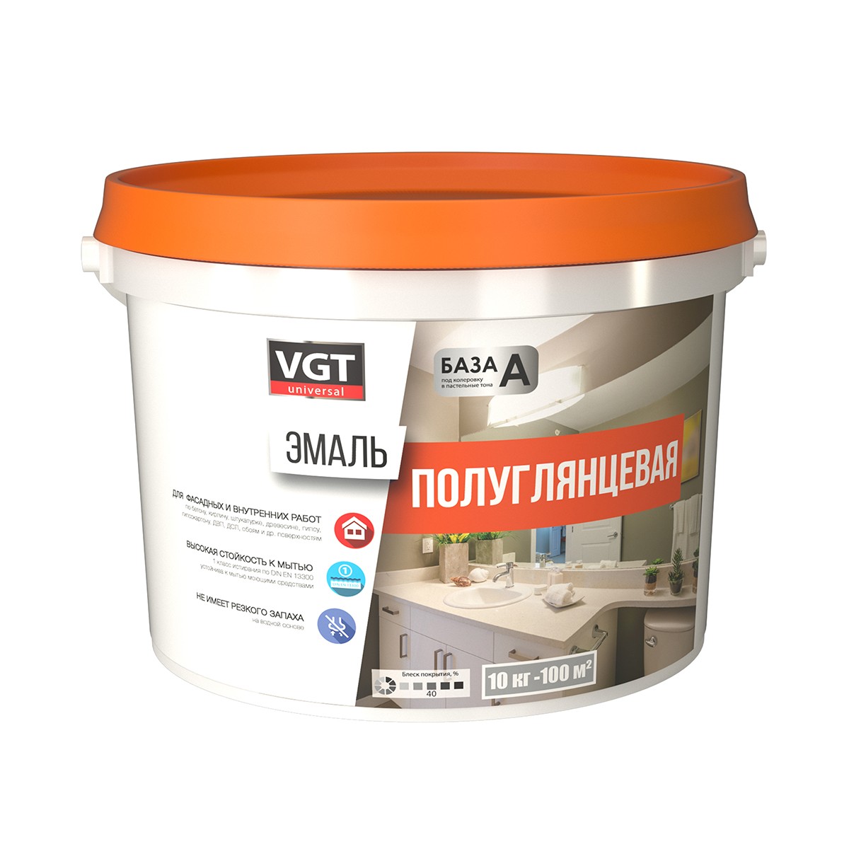Эмаль вд-ак-1179  универсал.  полуглянц. база а супербелая 10 кг (1) "вгт"