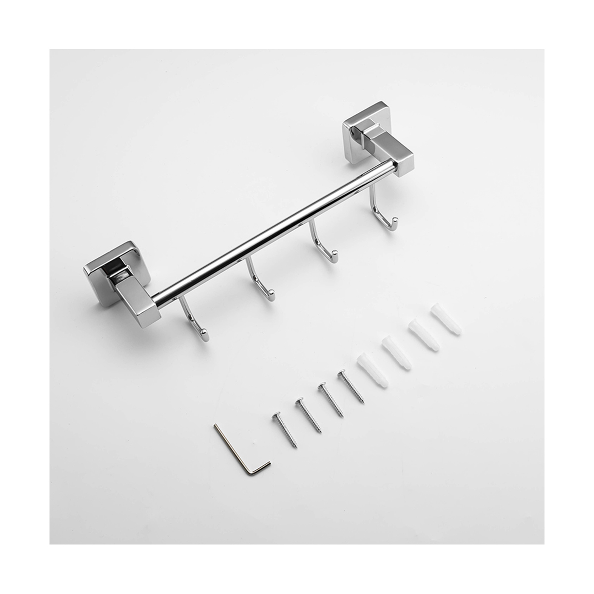 Крючок-вешалка на планке (4 крючка) r15015-4 (нерж.сталь), хром (1/20/40) "frud"