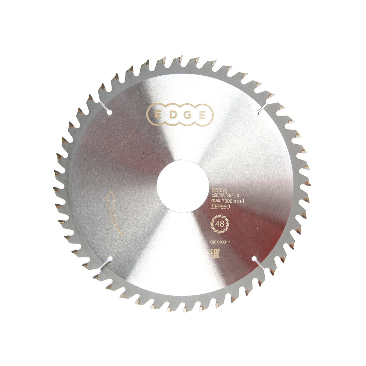 Диск пильный по дереву 250 х 50/32/30/25,4 мм, 48 зубьев (1/25) "edge by patriot" 810010011