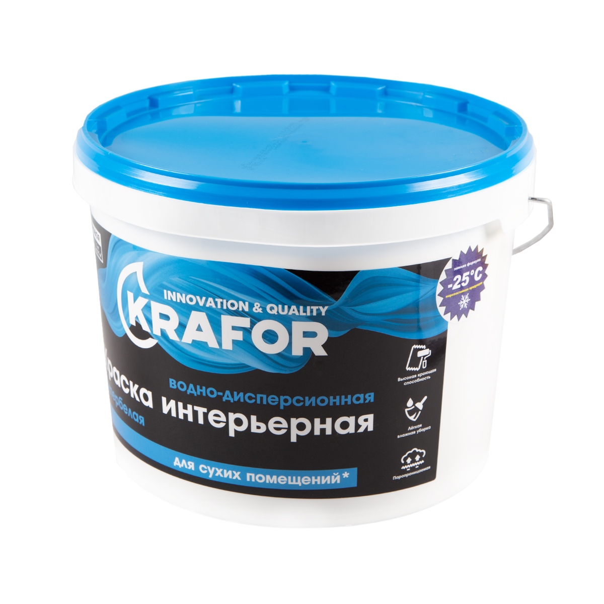Краска в/д интер.  супербелая 14 кг (1) "krafor"   (син.)