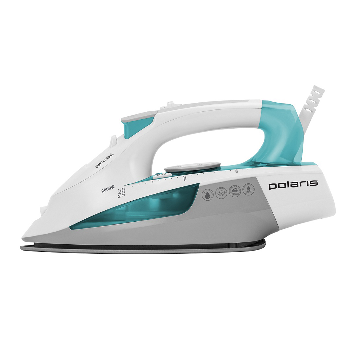 Утюг pir 2695ak 3m 2600 вт подошва керамич. (белый/аквамарин) (1/6) "polaris"