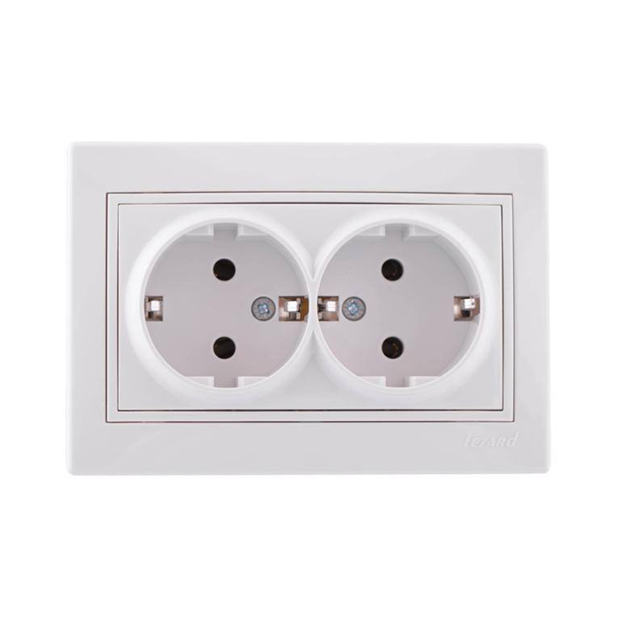 Розетка "mira" 2-х местн. с заземл. (керамика) белый (1/10/120) "lezard" 701-0202-127
