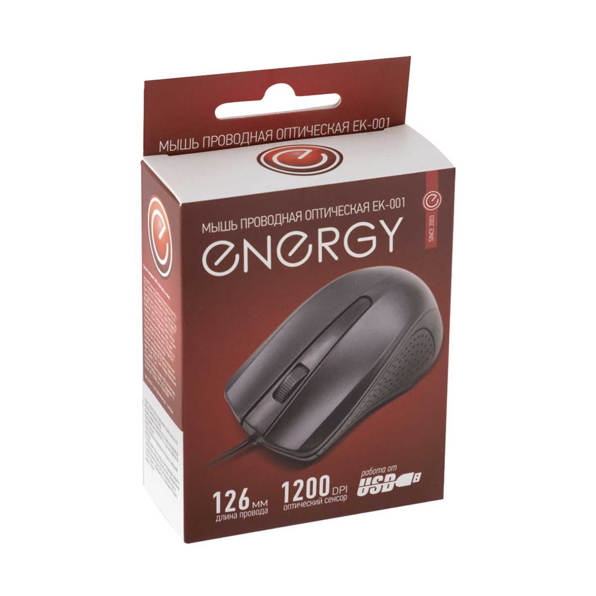 Мышь проводная оптическая ek-001 (черный) (1/100) "energy"