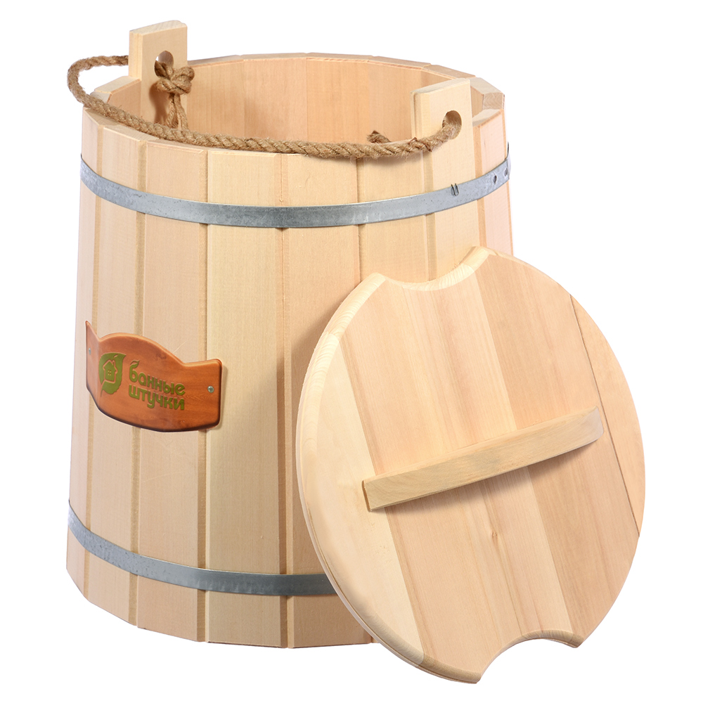 Ведро для бани и сауны 18 л с крышкой, липа (1) "банные штучки" 3370