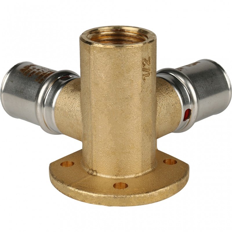 Тройник угловой под пресс настенный 20 х 1/2" х 20 (ВР) STOUT для МП труб