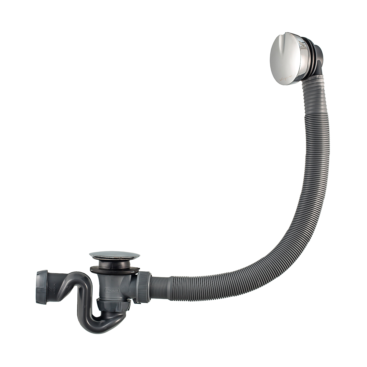 Сифон для ванн sb600 с полуавтомат. сливом и переливом 600 мм латунный (хром) (1/25) "wirquin"