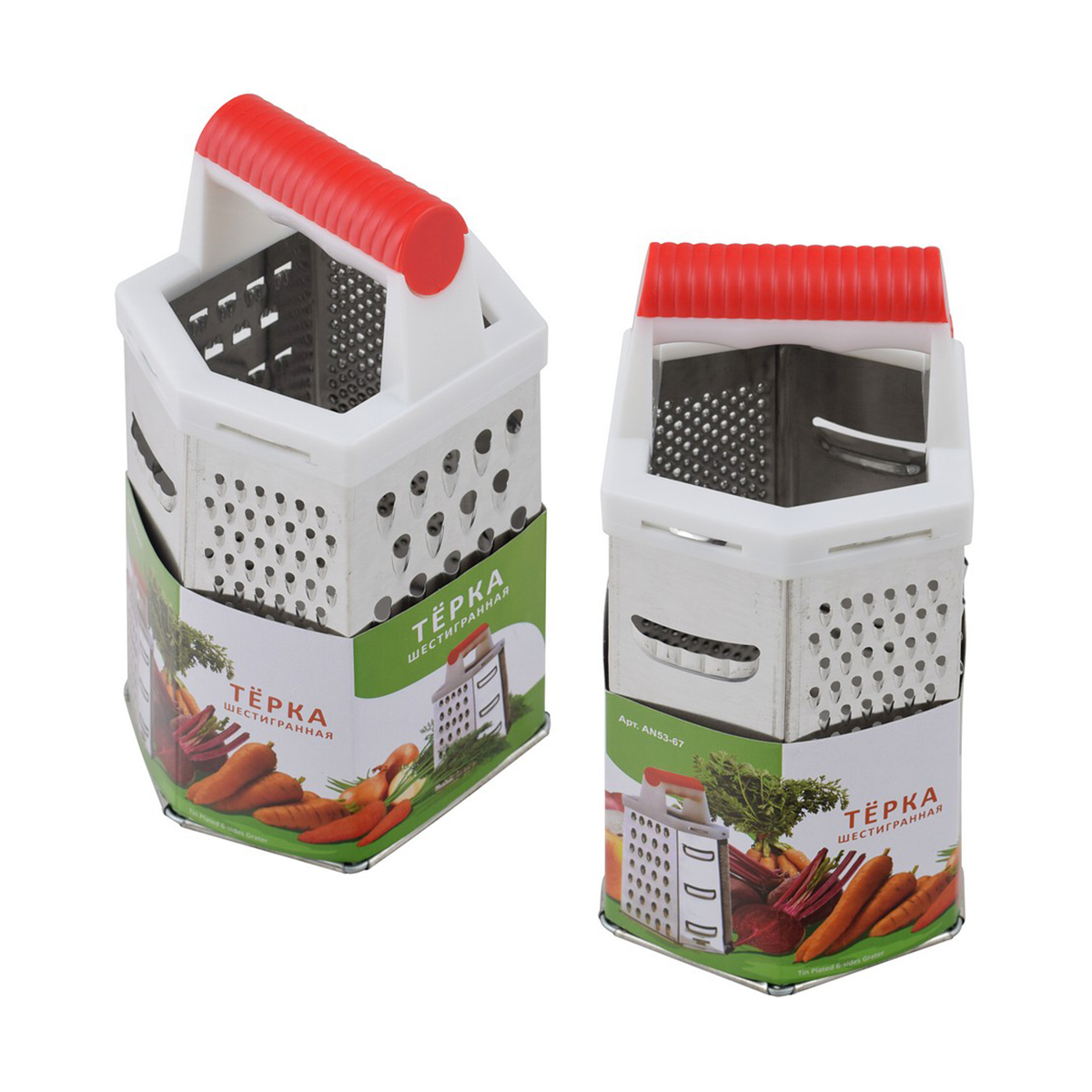 Терка нержав. 6-гранная 19 см (1/9/72) "мультидом" an53-67