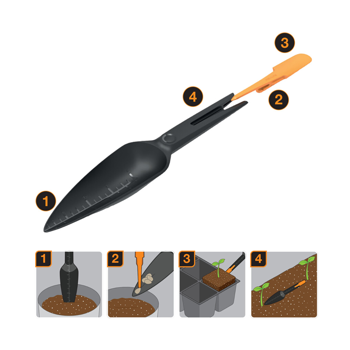 Совок посадочный "solid" (1/16) "fiskars" 1057641