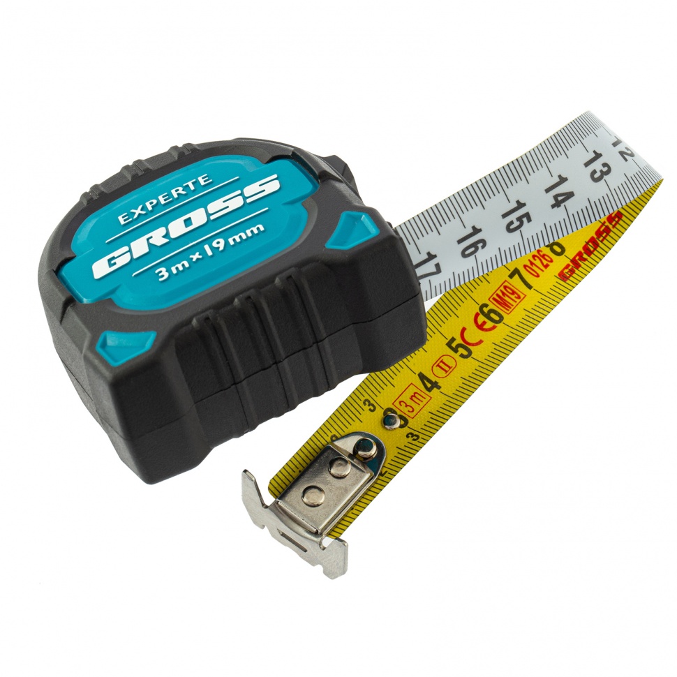 Рулетка Experte, 3 м x 19 мм, двухкомпонентный корпус, магнит, двухсторонняя разметка, нейлон Gross (32574)